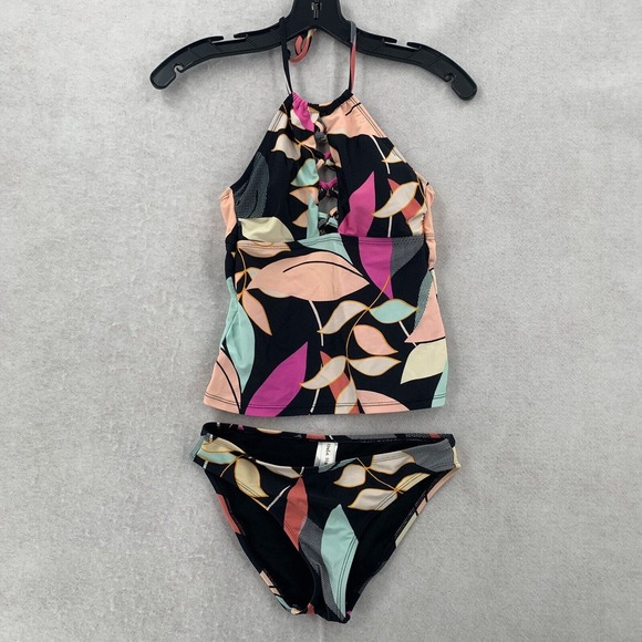 Hula Honey Jungle Boogie 2 Piece Swimsuit‎ High-Neck Halter Tankini Swim Set XS - Picture 5 of 10
